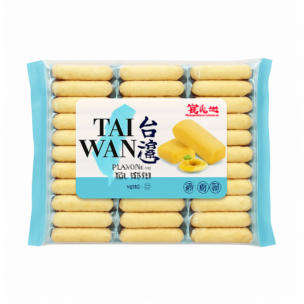 Mei Wei: Biscoito de Arroz Sabor Queijo（台湾米饼）- Tiantian 326g - Embalagem em Fundo Branco