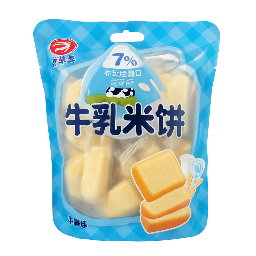 Mei Wei: Biscoito de Arroz com Leite（牛乳米饼）- Belik 100g - Embalagem em Fundo Branco