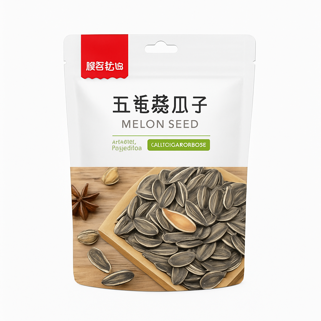 Mei Wei: Sementes de Girassol Cinco Especiarias（五香味葵瓜子）- Shunbao 72g - Embalagem em Fundo Branco
