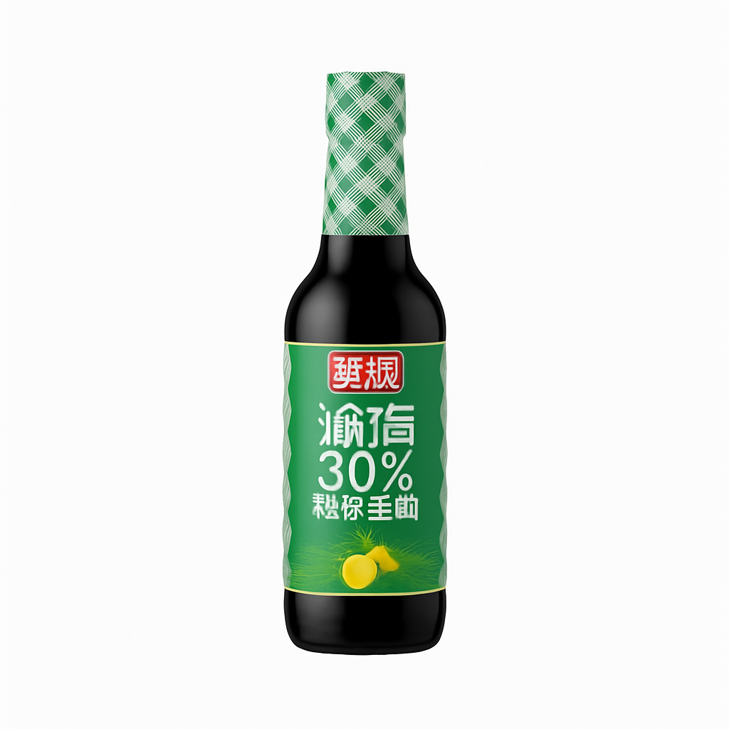 Mei Wei: Molho de Soja Light Reduzido em Sódio 30%（厨邦减盐30%特级生抽）- Chubang 500ml - Embalagem em Fundo Branco