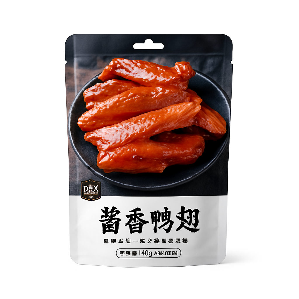 Mei Wei: Asa de Pato Defumada（酱香鸭翅）- Mmm 110g - Embalagem em Fundo Branco