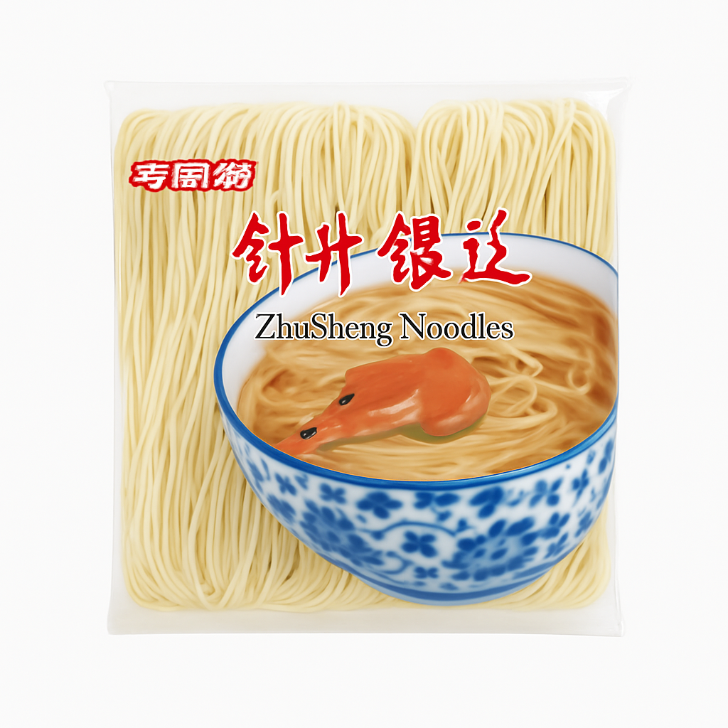 Mei Wei: Macarrão Bamboo Silver Thread（竹升银丝面）- Mei A Yi 480g - Embalagem em Fundo Branco