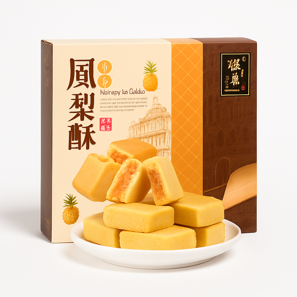 Mei Wei: Bolo de Abacaxi（凤梨酥）- Handpickshop 268g - Embalagem em Fundo Branco