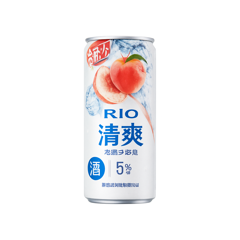 Mei Wei: Rio Cocktail Pêssego Branco（清爽气泡鸡尾酒）- Rio 330ml - Embalagem em Fundo Branco