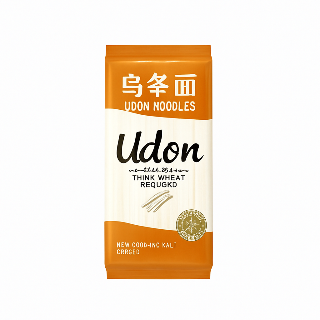 Mei Wei: Macarrão Udon（乌冬面）- Jinsha He 900g - Embalagem em Fundo Branco