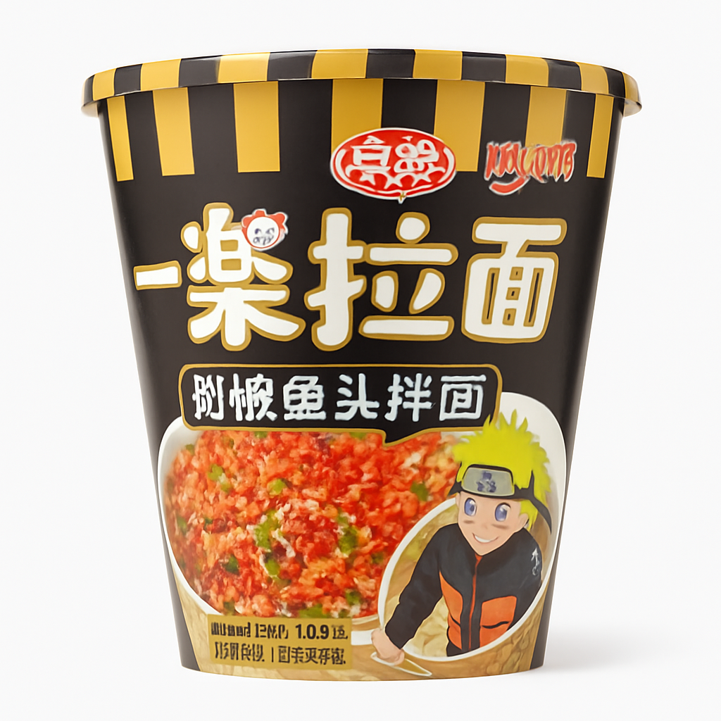 Mei Wei: Macarrão Instantâneo Sabor Peixe com Pimenta（剁椒鱼头拌面）- Ottogi 108g - Embalagem em Fundo Branco