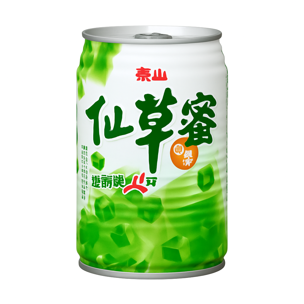 Mei Wei: Bebida de Erva Imortal（仙草蜜）- Taishan 330ml - Embalagem em Fundo Branco
