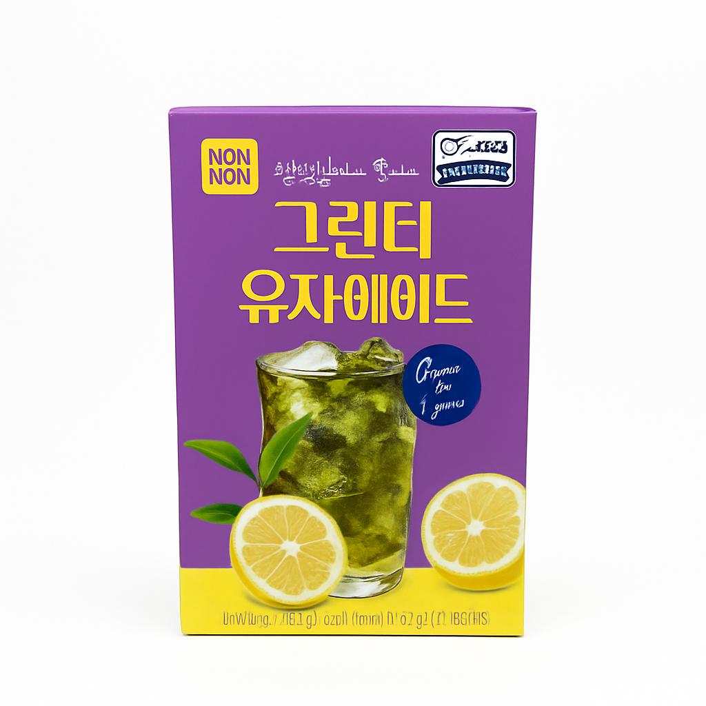 Mei Wei: Chá Verde com Cidra em Pó（그린티 유자에이드）- Nokchawon 180g - Embalagem em Fundo Branco
