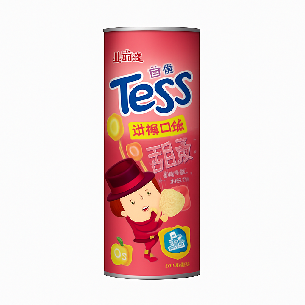 Mei Wei: Tof's Chips de Batata Sabor Pimentão（甜辣口味）- Shanghaojia 100g - Embalagem em Fundo Branco