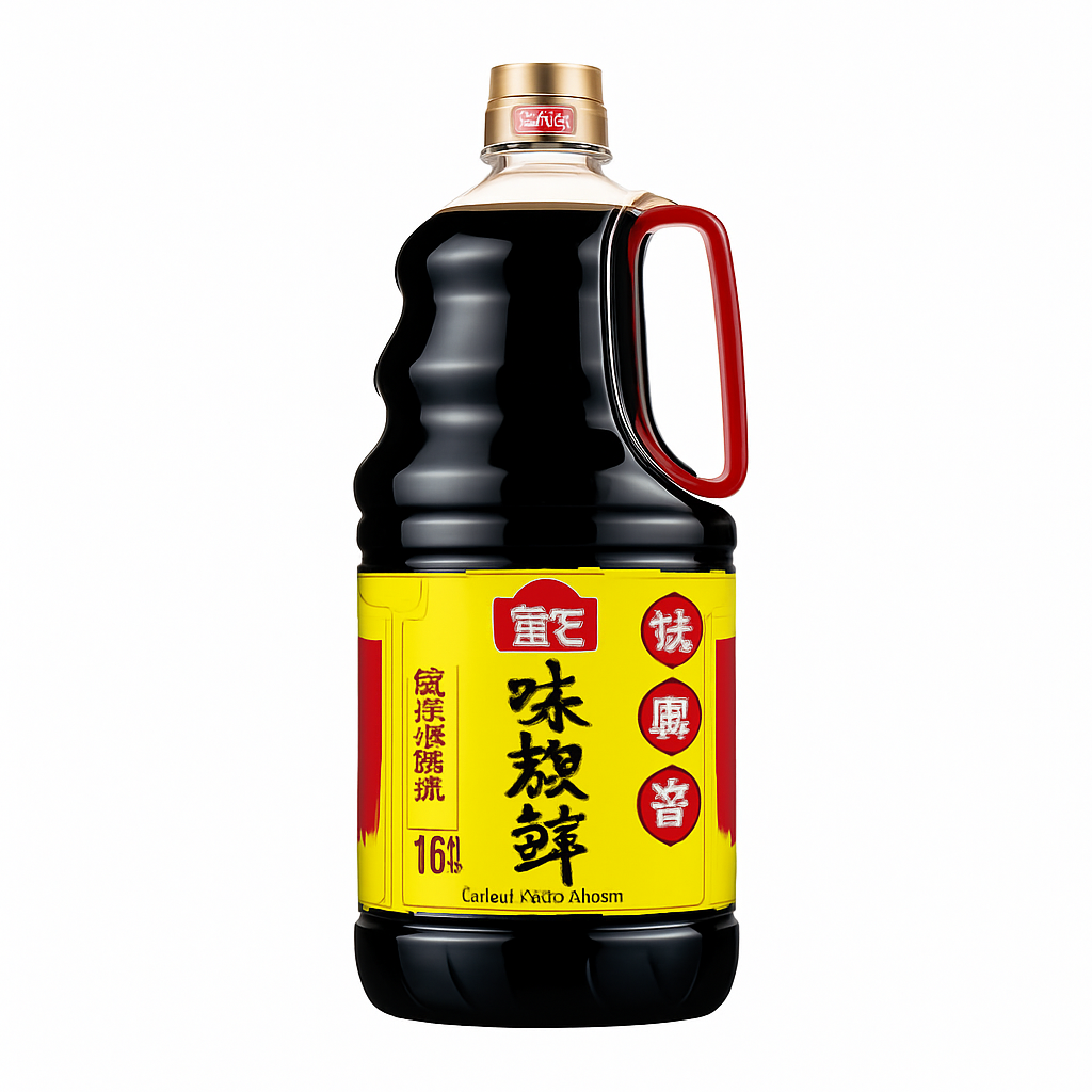 Mei Wei: Molho de Soja Premium（味极鲜）- Haitian 1,6L - Embalagem em Fundo Branco