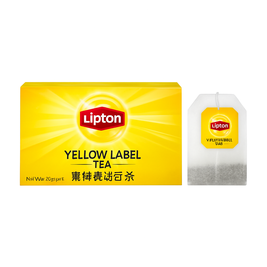 Mei Wei: Chá Preto Yellow Label（黄牌精选红茶）- Lipton 50g - Embalagem em Fundo Branco