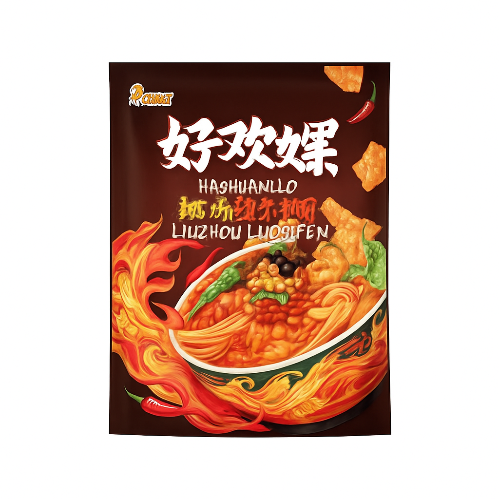 Mei Wei: Macarrão Instantâneo Luosifen（好欢螺柳州螺蛳粉）- Sabor Mala Picante 247g - Embalagem em Fundo Branco