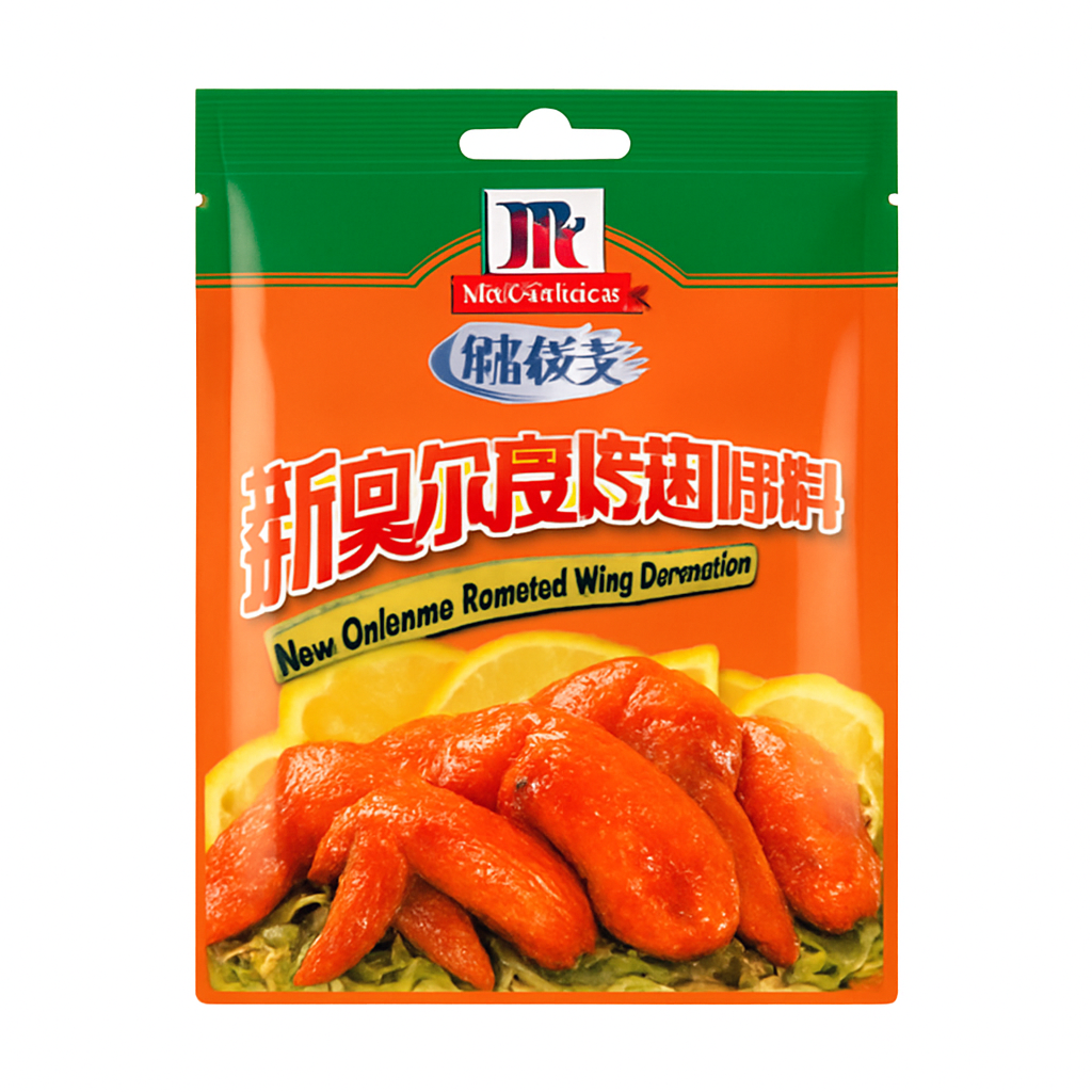 Mei Wei: Tempero para Asas de Frango Estilo New Orleans（新奥尔良腌料）- McCormick 35g - Embalagem em Fundo Branco