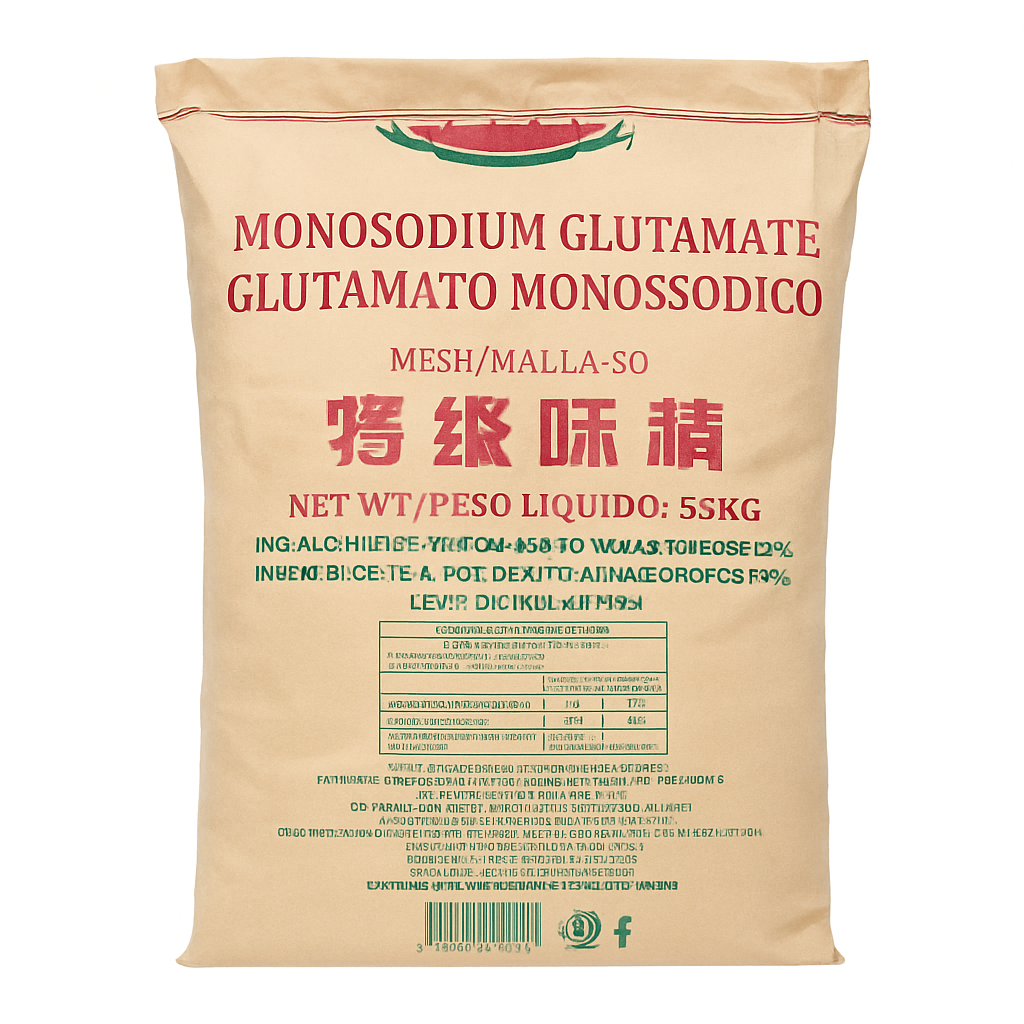 Mei Wei: Glutamato Monossódico（特级味精）- Mesh 60 25kg - Embalagem em Fundo Branco