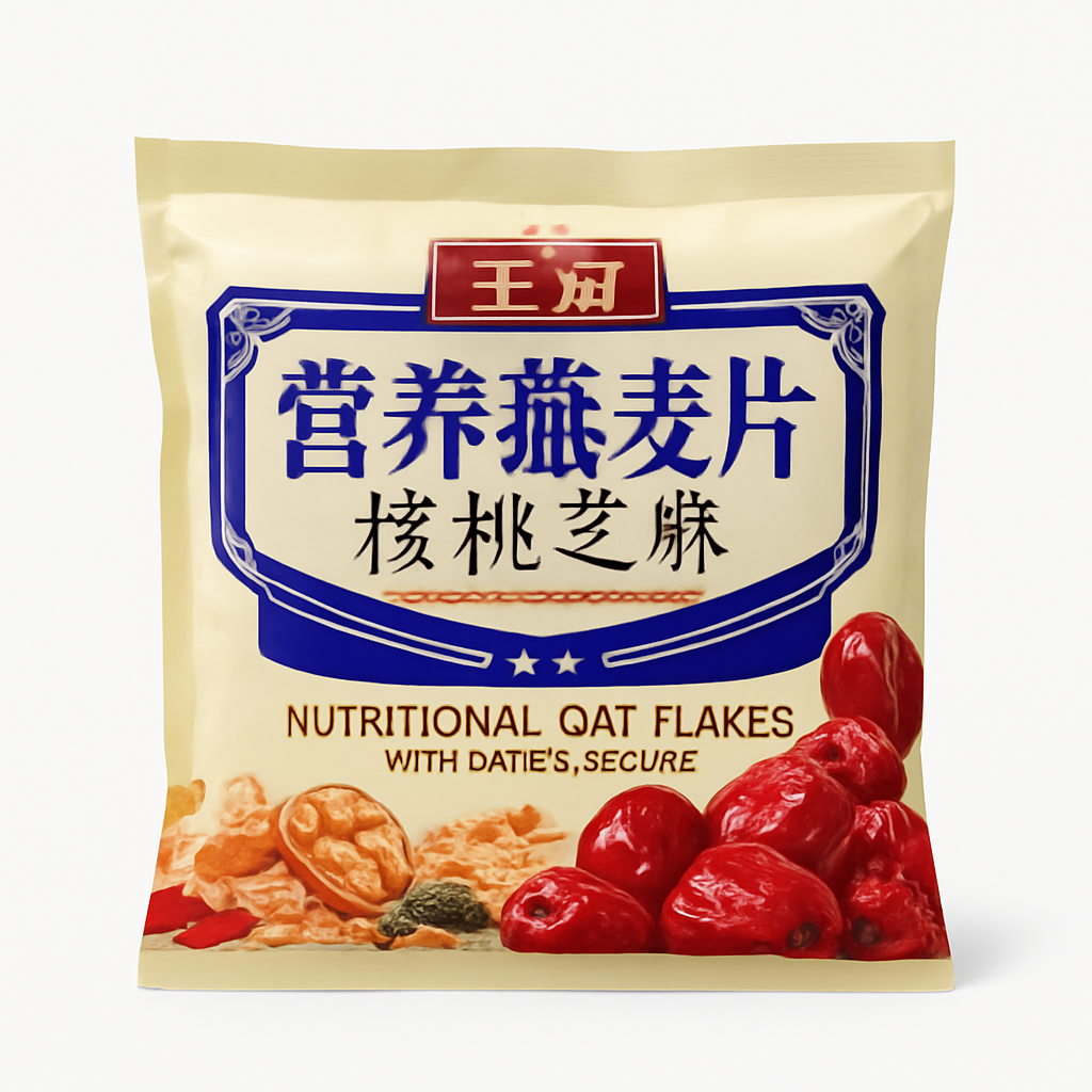 Mei Wei: Aveia Nutritiva com Nozes e Gergelim（营养燕麦片核桃芝麻）- 600g - Embalagem em Fundo Branco