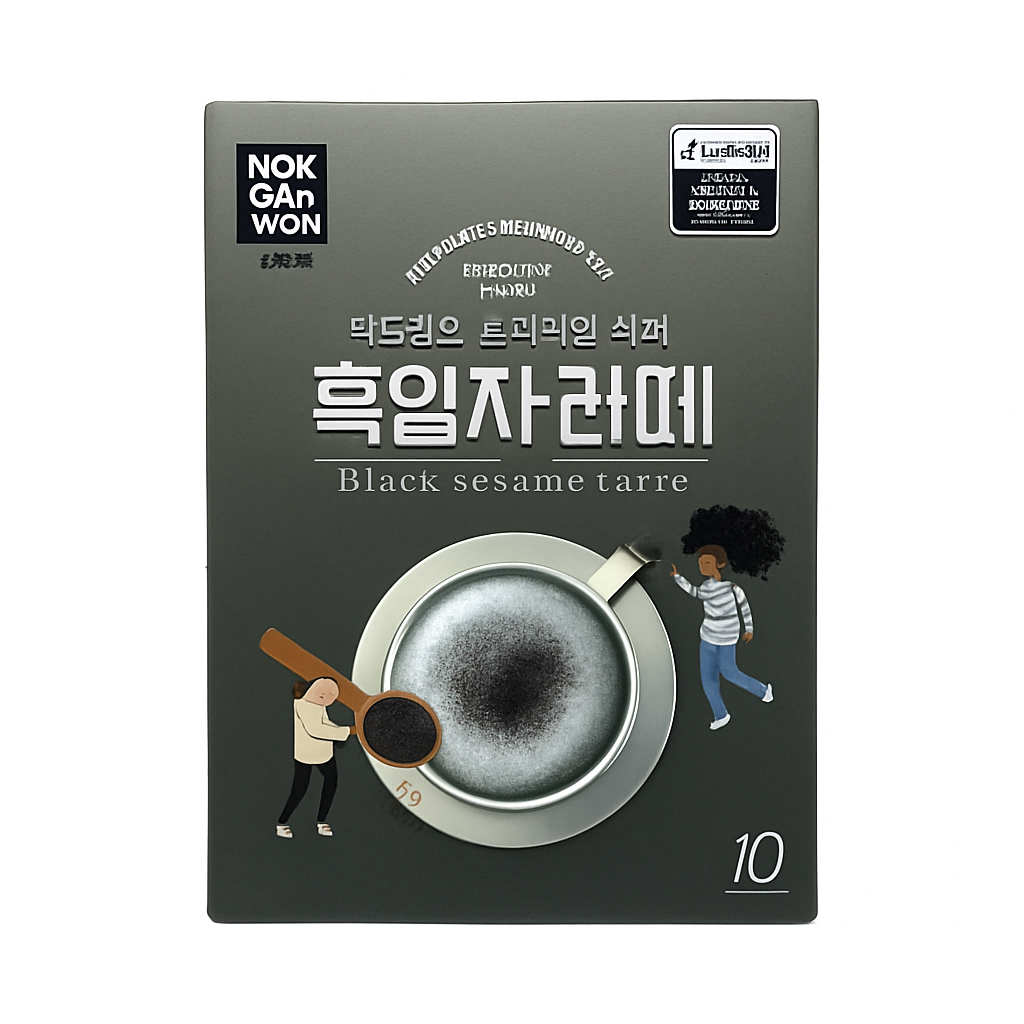 Mei Wei: Latte de Gergelim Preto Instantâneo（흑참깨 라떼）- Nokchawon 180g - Embalagem em Fundo Branco