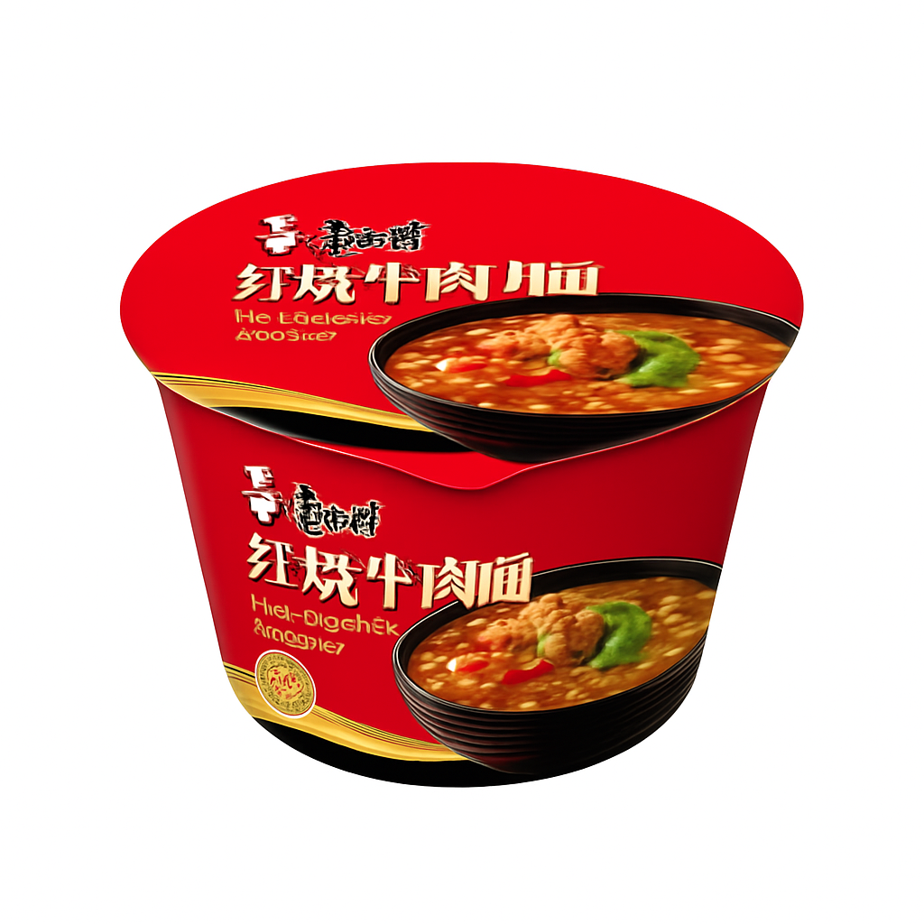 Mei Wei: Macarrão Instantâneo Carne Refogada（红烧牛肉面）- Master Kong 106g - Embalagem em Fundo Branco
