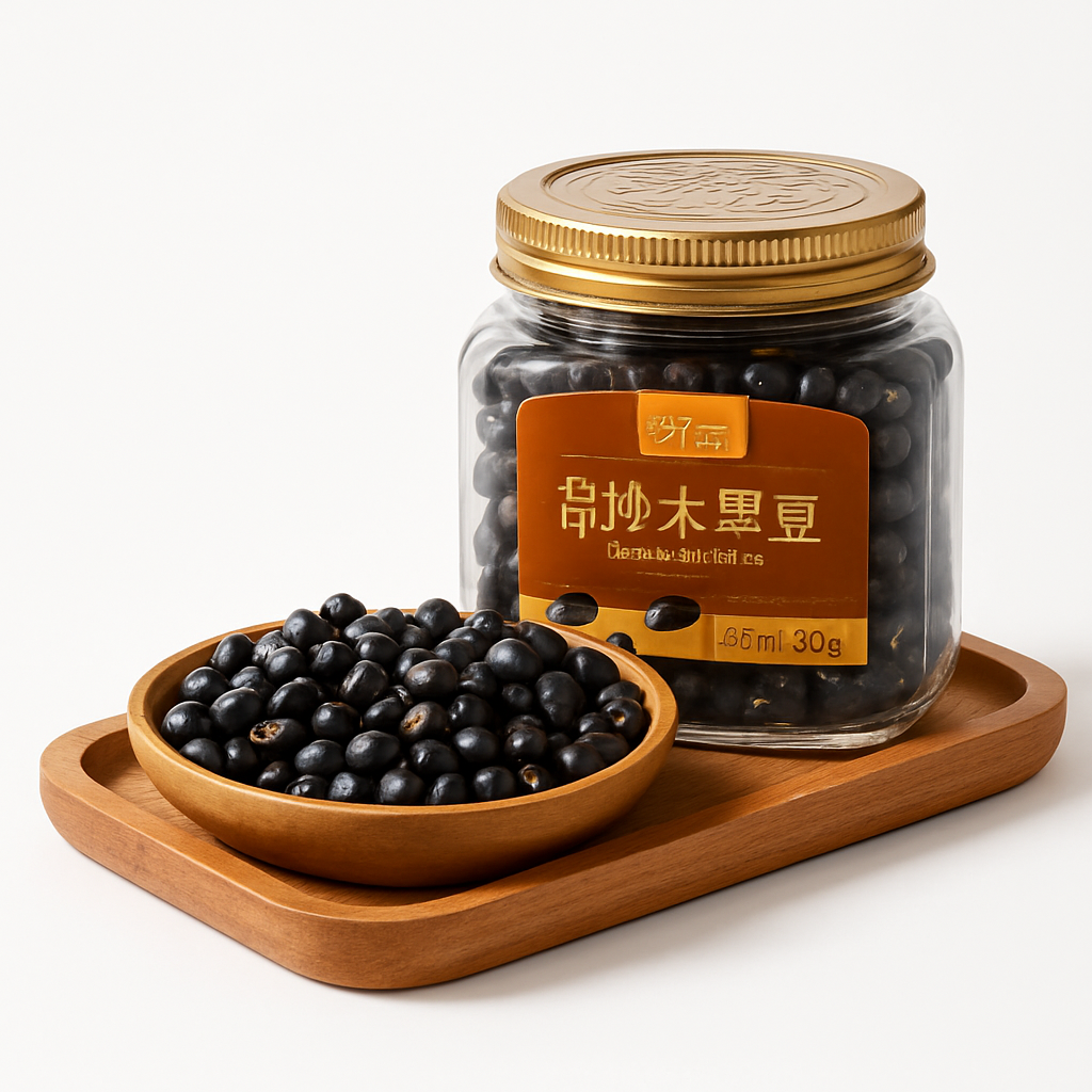 Mei Wei: Feijão Preto（盐炒山大黑豆）- Liefu 220g - Embalagem em Fundo Branco