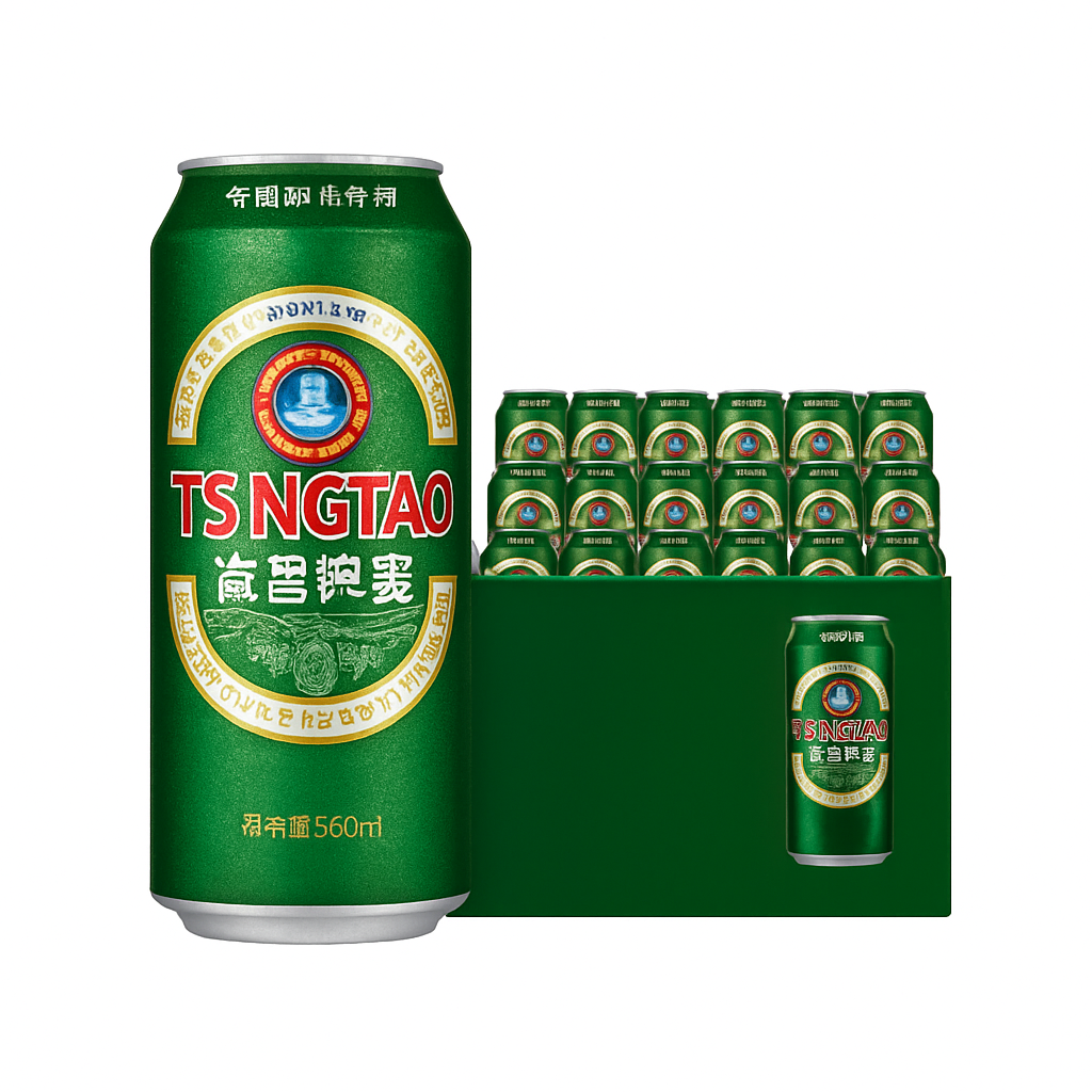 Mei Wei: Cerveja Tsingtao（青岛啤酒）- Tsingtao 500ml - Embalagem em Fundo Branco