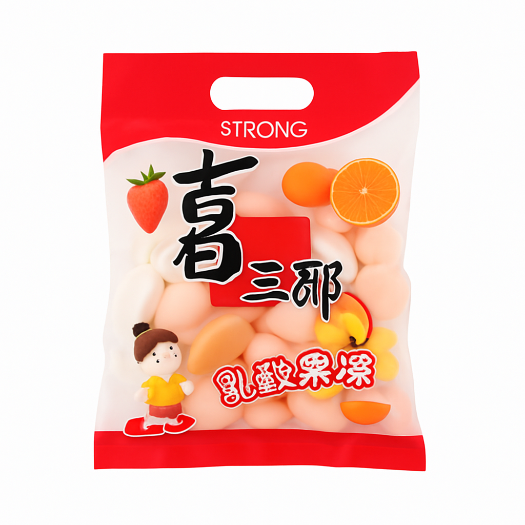 Mei Wei: Gelatina de Leite Fermentado（喜之郎乳酸果冻）- Strong 360g - Embalagem em Fundo Branco