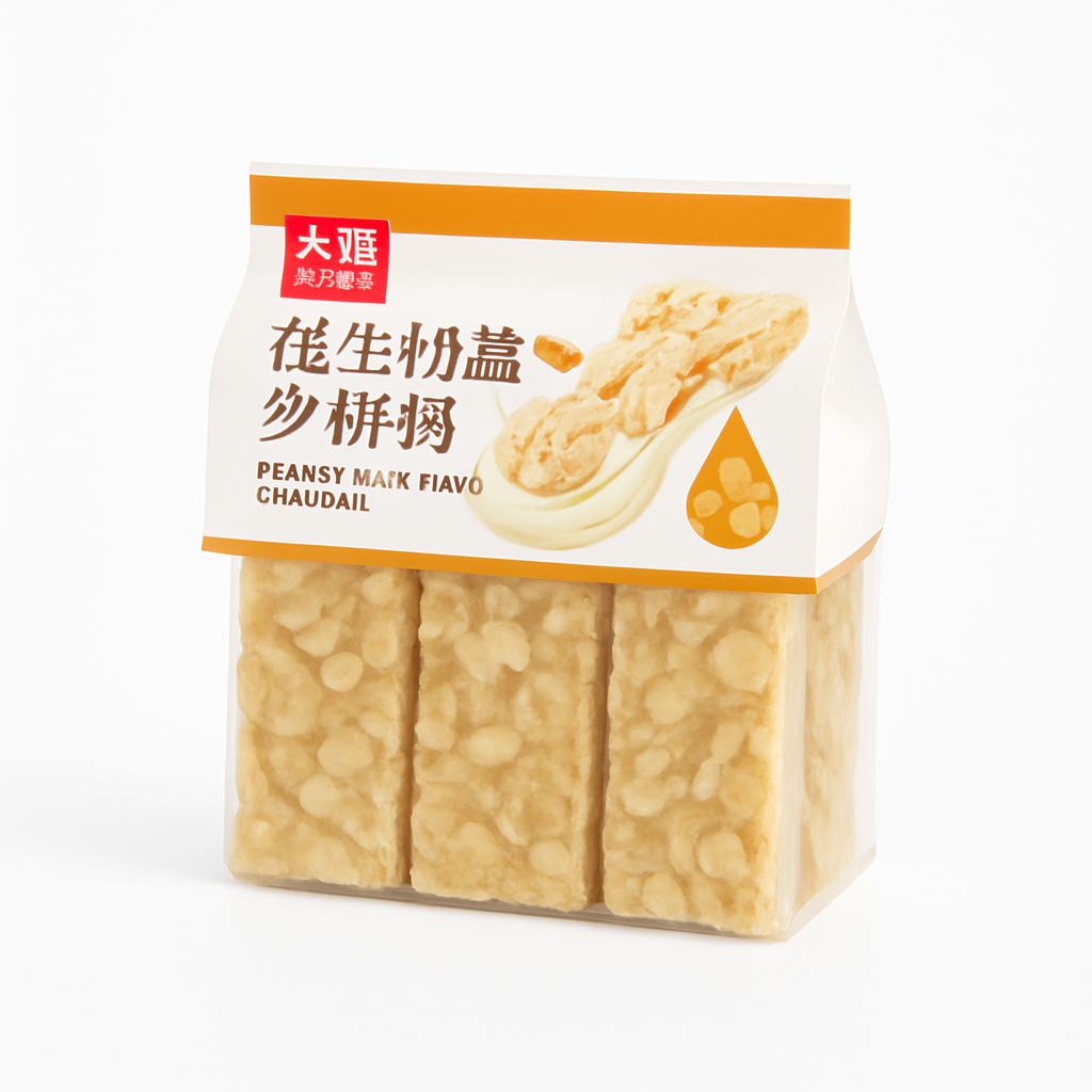 Mei Wei: Sachima de Amêndoa（杏仁沙琪玛）- Dayu 508g - Embalagem em Fundo Branco