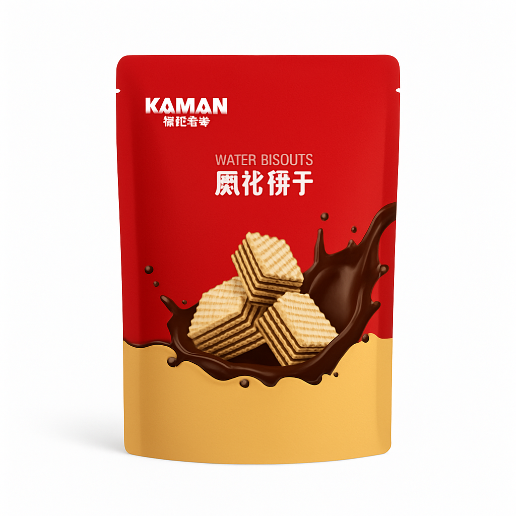 Mei Wei: Biscoito Wafer de Cacau（咔啰咔曼威化饼干）- Kalakaman 200g - Embalagem em Fundo Branco