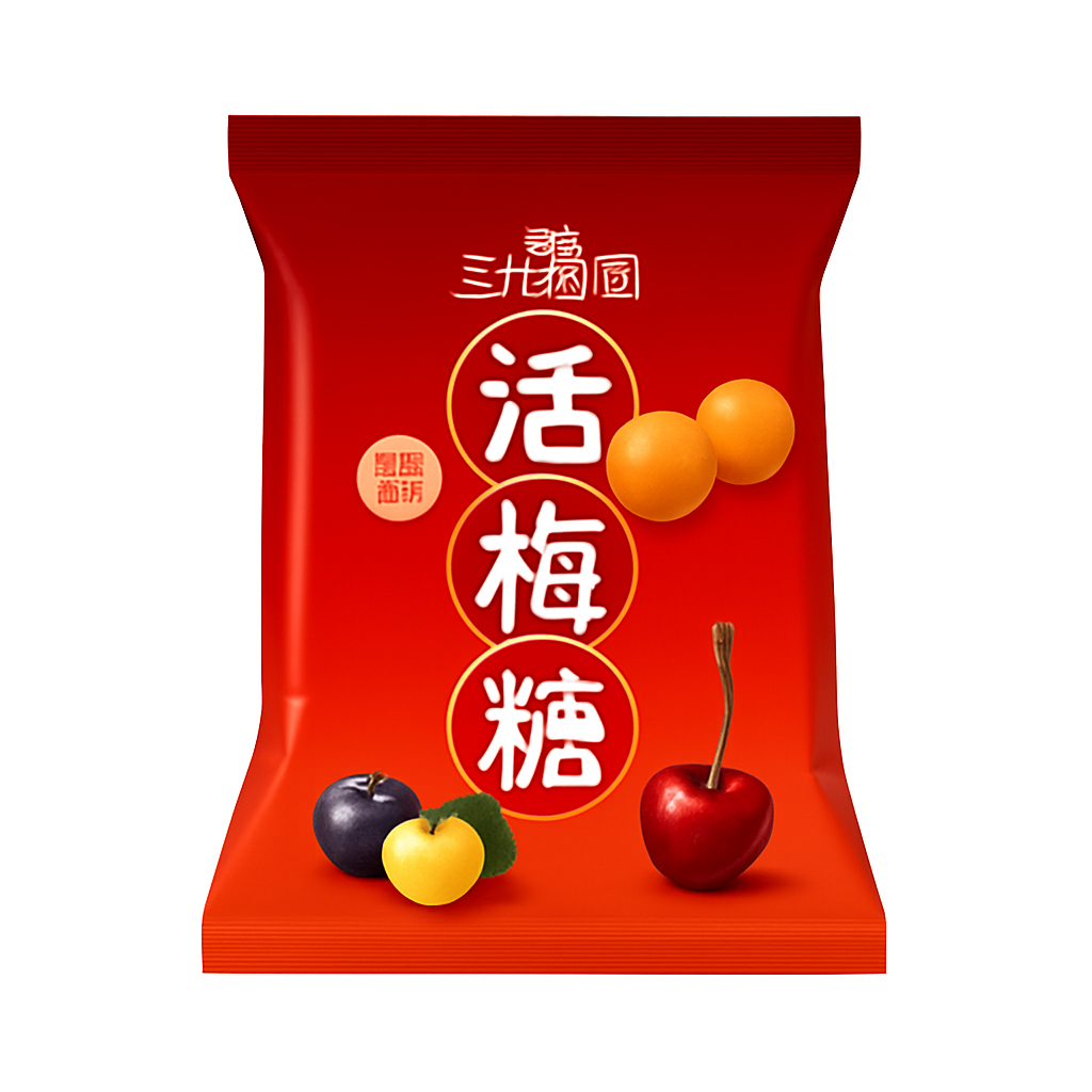 Mei Wei: Bala de Ameixa（话梅糖）- Oishi 100g - Embalagem em Fundo Branco