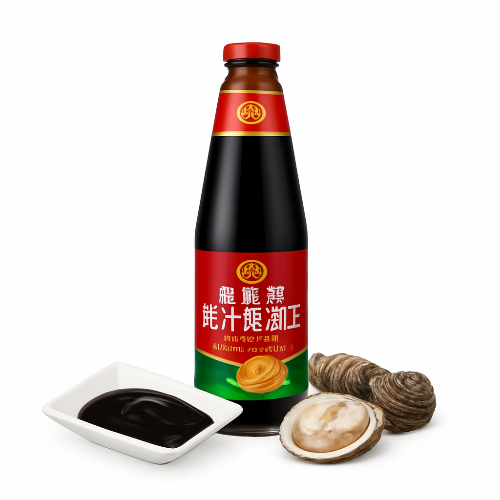 Mei Wei: Molho de Ostra com Abalone（凤球唛鲍汁蚝油）- Feng Qiu Mai 730ml - Embalagem em Fundo Branco