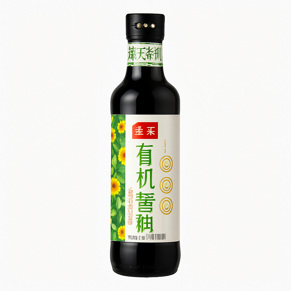 Mei Wei: Molho de Soja Orgânico（海天有机酱油）- Haitian 500ml - Embalagem em Fundo Branco