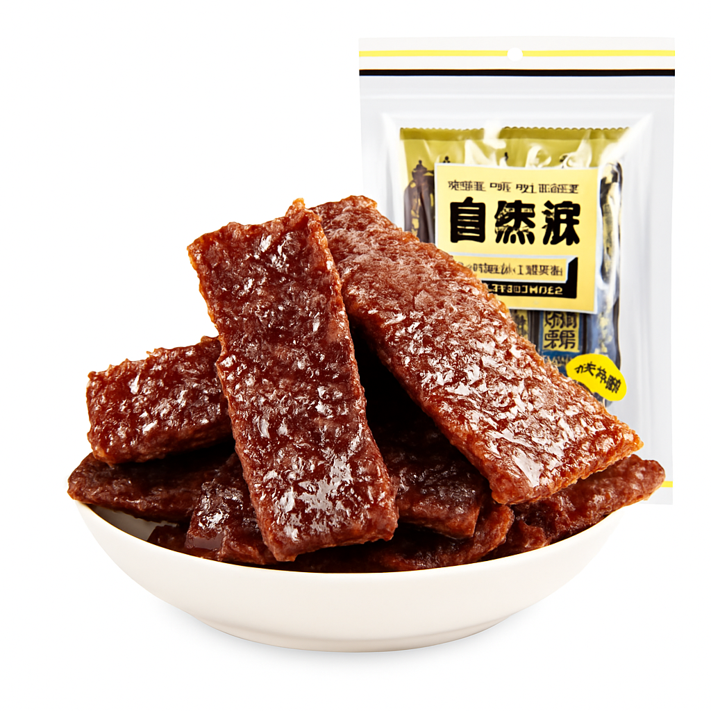 Mei Wei: Carne Bovina Seca Sabor Defumado（自然派牛肉脯）- Natural is Best 65g - Embalagem em Fundo Branco