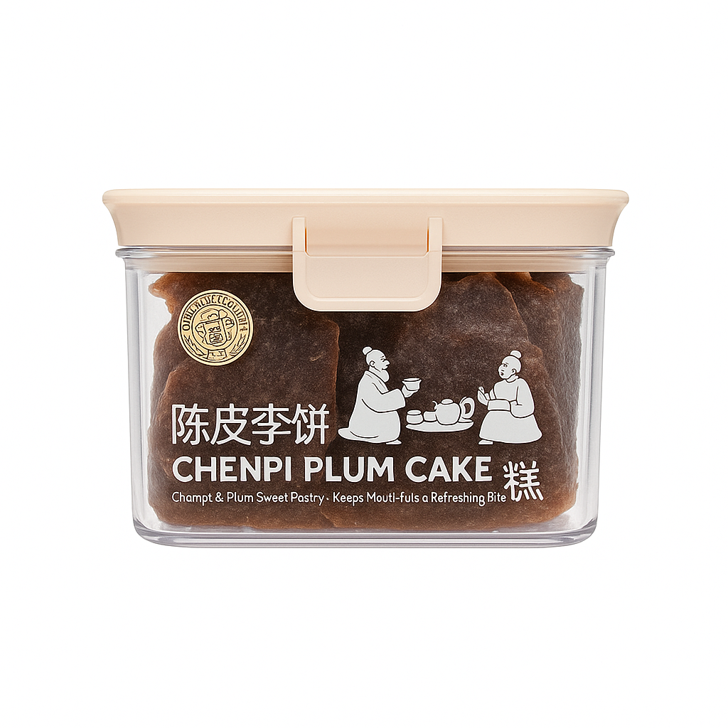 Mei Wei: Bolo de Ameixa com Casca de Tangerina（陈皮李饼）- Quanlidang 220g - Embalagem em Fundo Branco