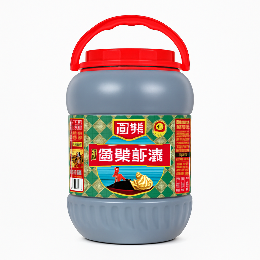 Mei Wei: Molho de Ostra Premium（厨邦金装渔女蚝油）- Chubon 6kg - Embalagem em Fundo Branco