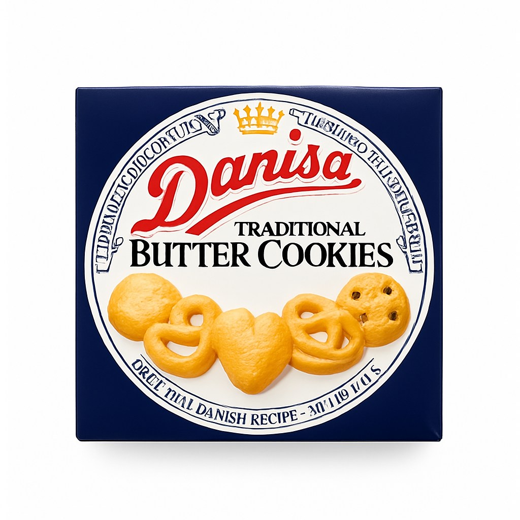 Mei Wei: Danisa Biscoito Amanteigado Traditional Butter Cookies - Danisa 162g - Embalagem em Fundo Branco