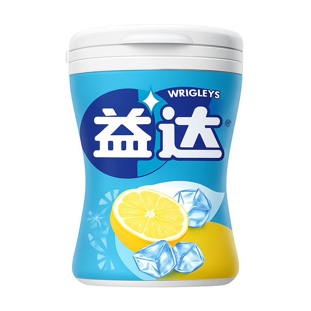 Mei Wei: Chiclete益达（益达）- Wrigley's Sabor Limão Gelado 56g - Embalagem em Fundo Branco