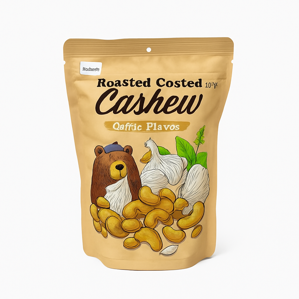 Mei Wei: Castanha-de-caju Revestida Sabor Alho（蒜味腰果）- IYES 100g - Embalagem em Fundo Branco