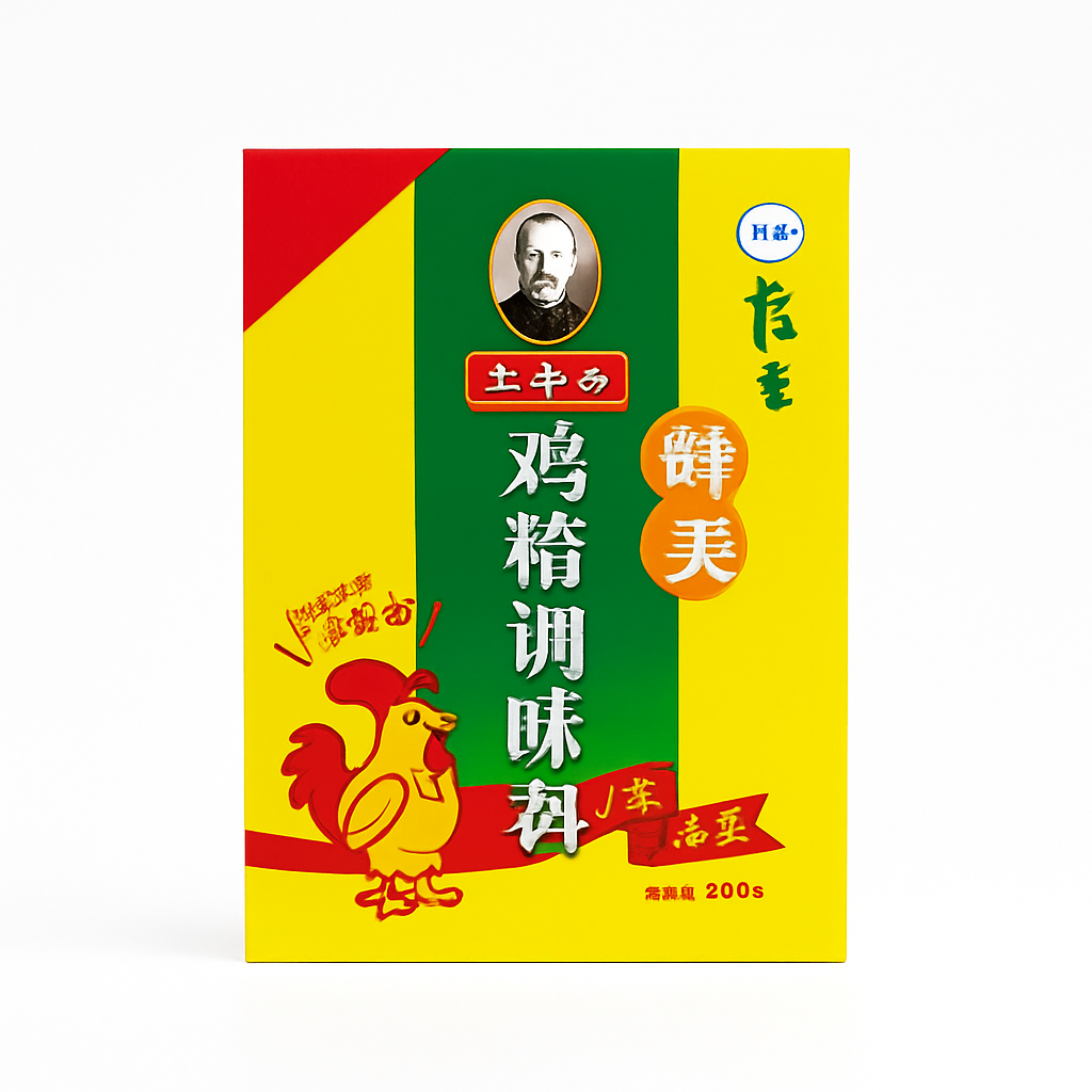 Mei Wei: Tempero de Galinha（鸡精调味料）- Wang Shouyi 200g - Embalagem em Fundo Branco