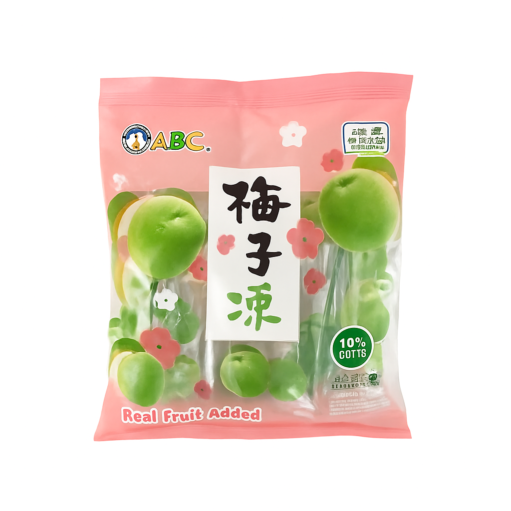 Mei Wei: Gelatina de Ameixa ABC（梅子果凍）- ABC 270g - Embalagem em Fundo Branco