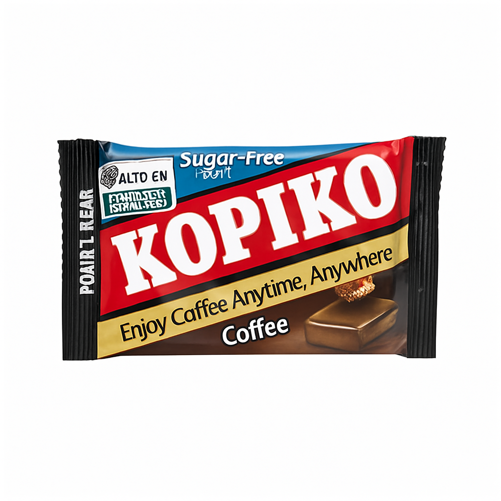 Mei Wei: Kopiko Bala de Café sem Açúcar（コピコ）- Kopiko 32g - Embalagem em Fundo Branco