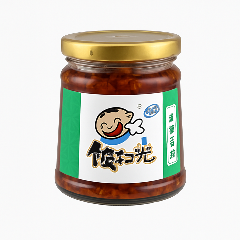 Mei Wei: Molho de Cogumelos Salteados（饭扫光爆炒香菌）- Fan Sao Guang 280g - Embalagem em Fundo Branco