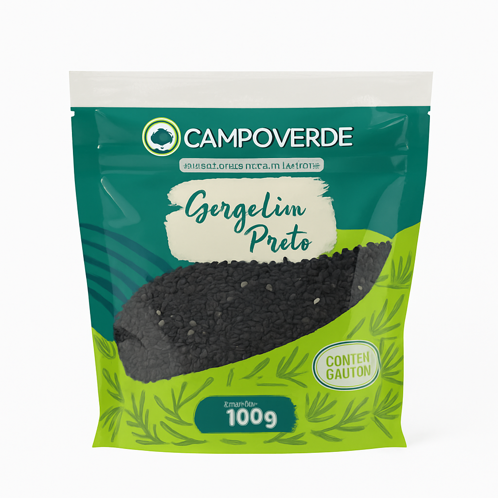 Mei Wei: Gergelim Preto - Campo Verde 100g - Embalagem em Fundo Branco