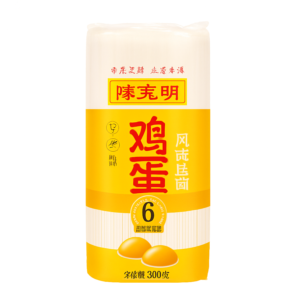 Mei Wei: Macarrão com Ovos（陈克明鸡蛋风味挂面）- Chen Keming 800g - Embalagem em Fundo Branco