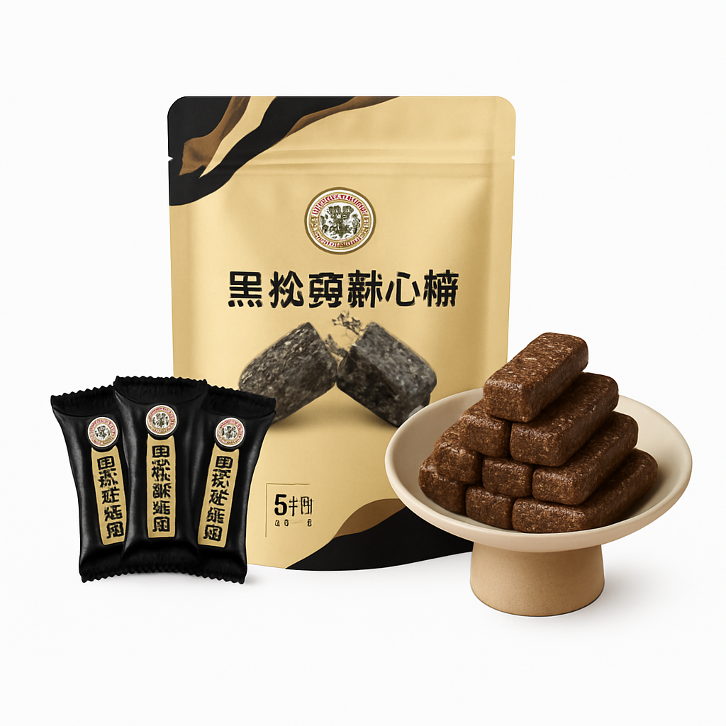 Mei Wei: Bala de Trufa Negra（黑松露酥心糖）- Xu Fu Ji 220g - Embalagem em Fundo Branco