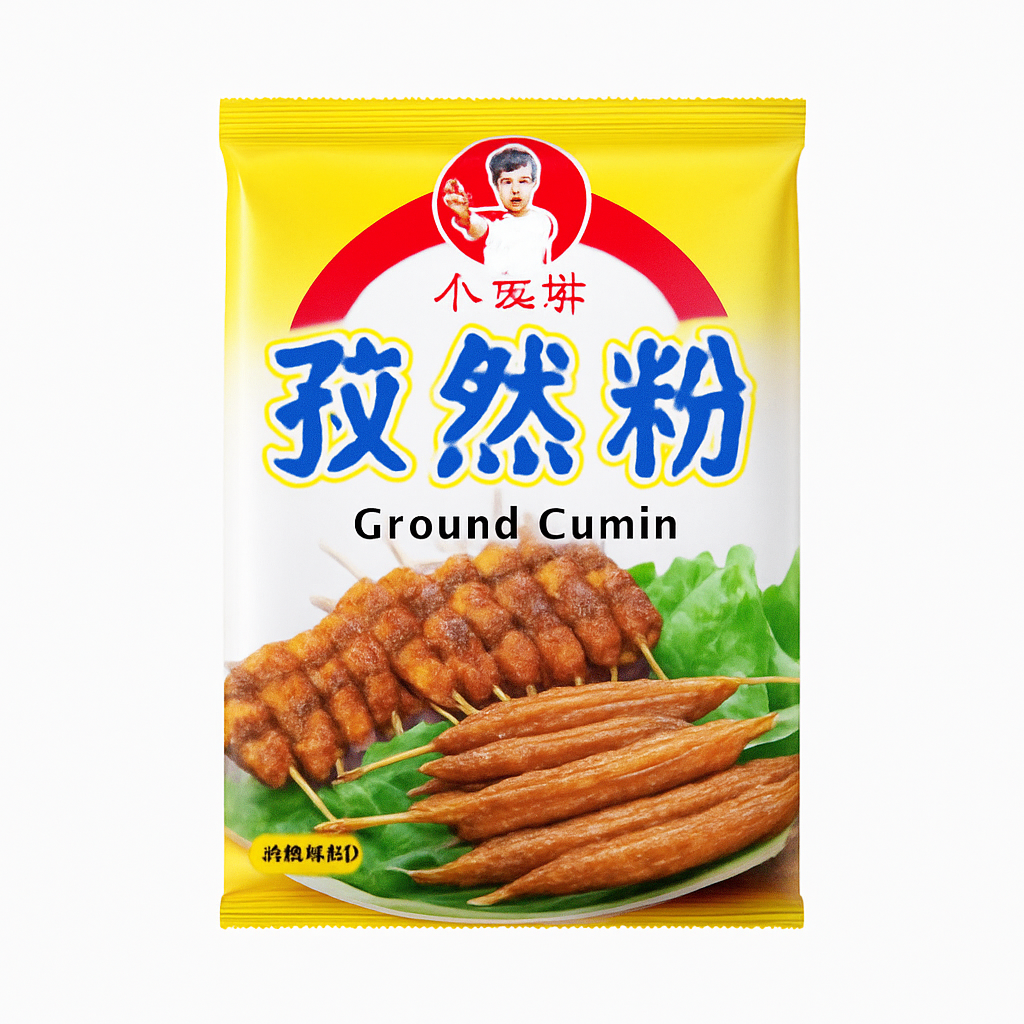 Mei Wei: Cominho em Pó（孜然粉）- Xiaochouwa 500g - Embalagem em Fundo Branco
