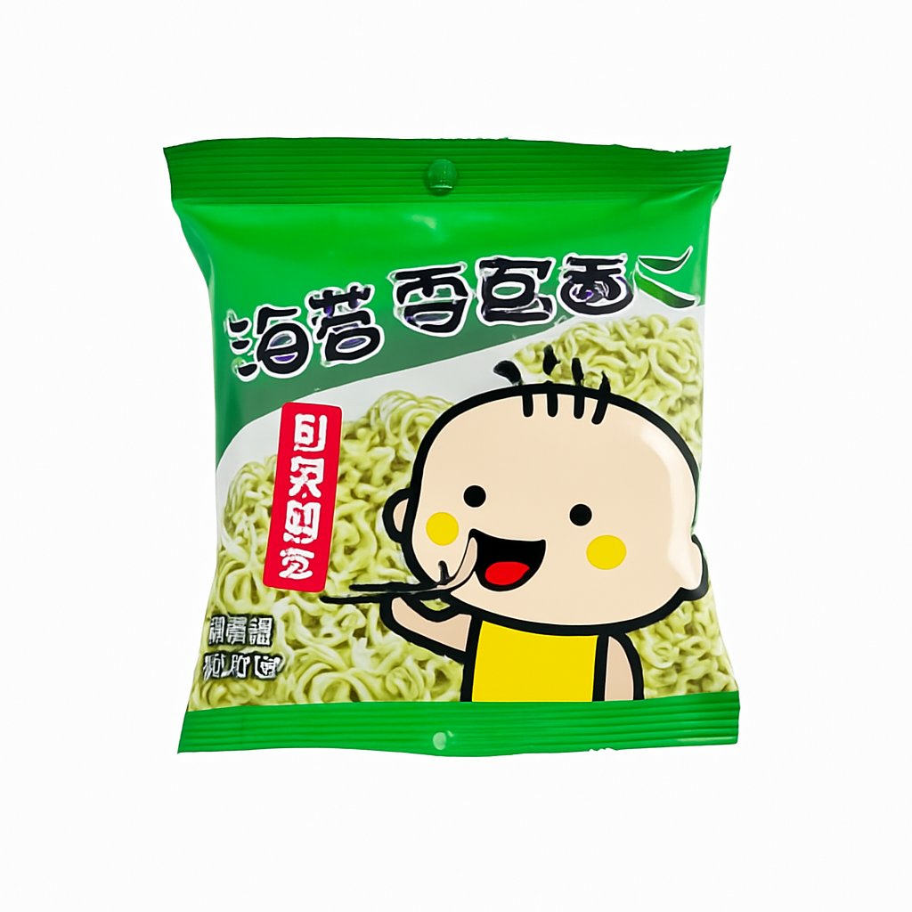 Mei Wei: Macarrão Instantâneo Sabor Alga Marinha （海苔零食面）- Four Seas 30g - Embalagem em Fundo Branco