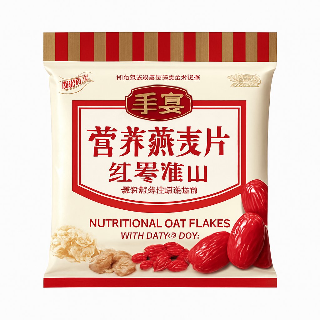 Mei Wei: Aveia Nutritiva com Jujuba e Inhame（王室红枣淮山营养燕麦片）- Wang Shi 600g - Embalagem em Fundo Branco