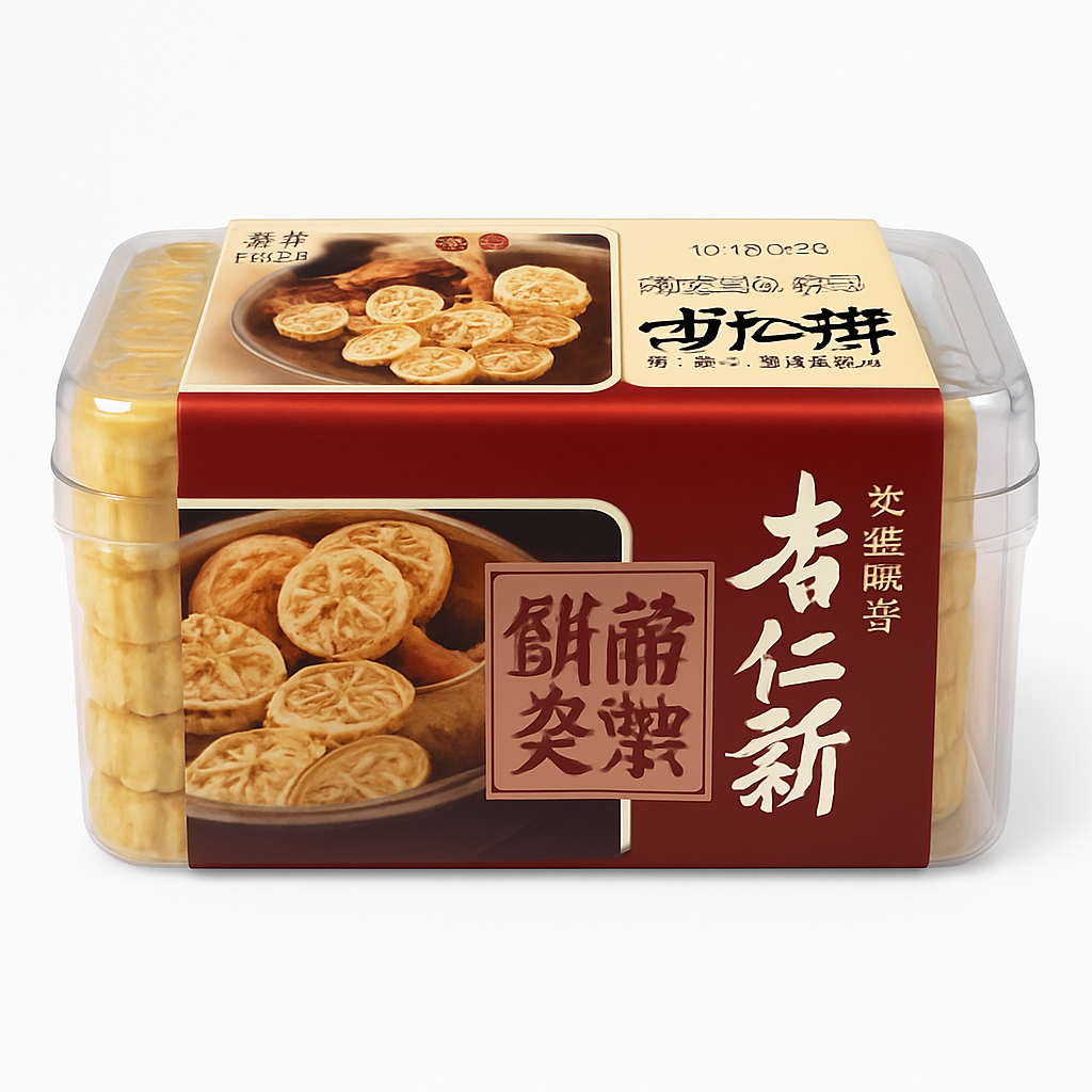Mei Wei: Biscoito de Amêndoa Xadrez（棋子粒粒杏仁饼）- 390g - Embalagem em Fundo Branco