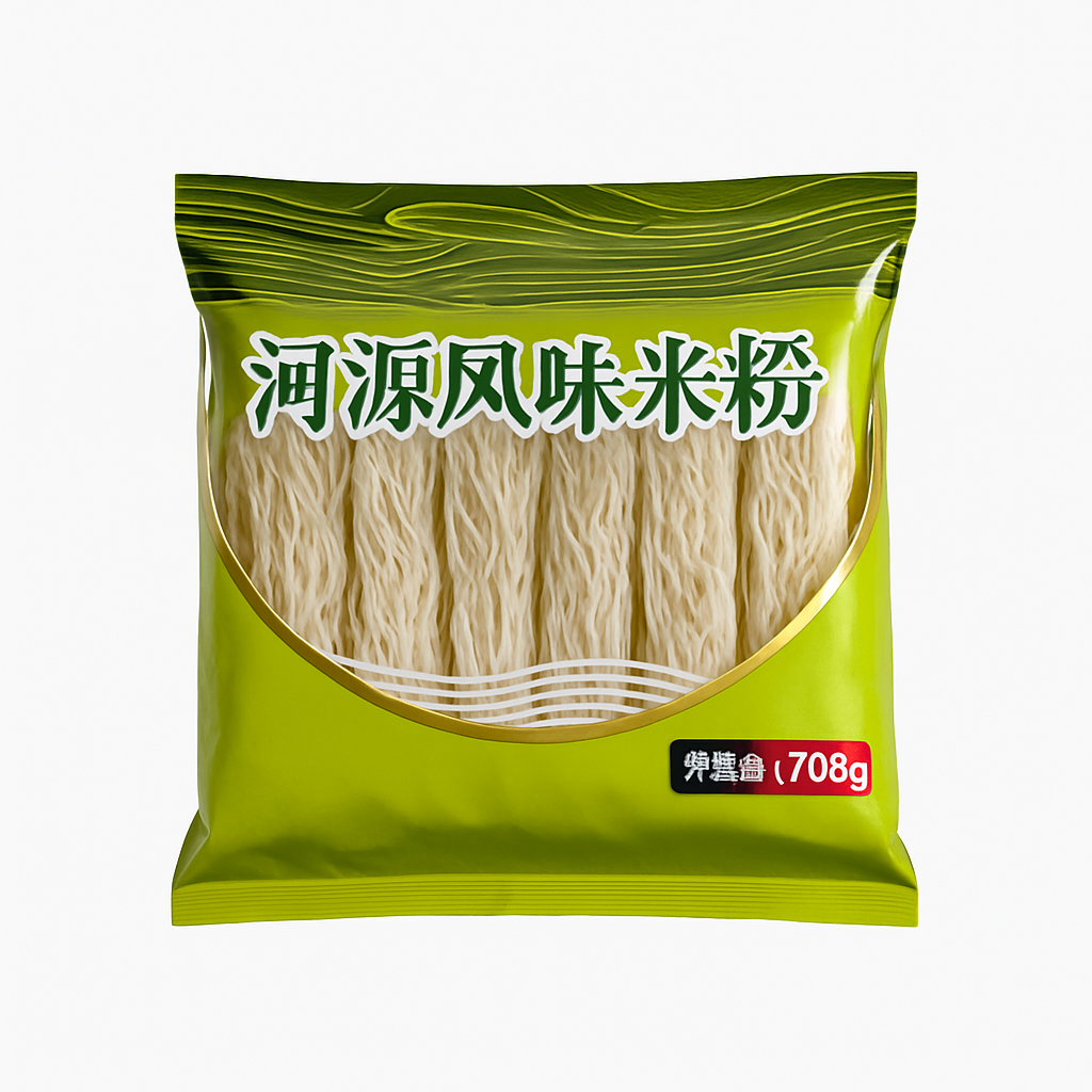 Mei Wei: Macarrão de Arroz河源米粉（河源米粉）- Fuhui 708g - Embalagem em Fundo Branco