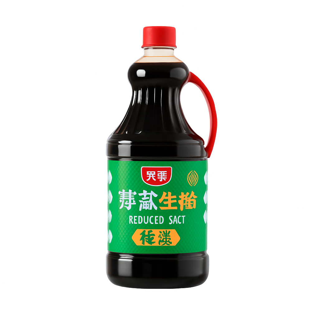 Mei Wei: Molho de Soja Premium com 30% Menos Sódio（厨邦减盐30%特级生抽）- Chubang 1.25L - Embalagem em Fundo Branco