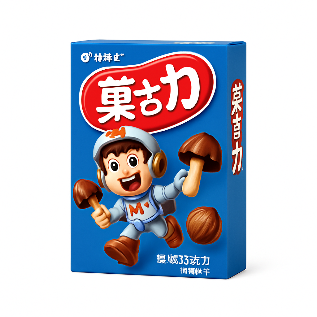 Mei Wei: Mushroom Choco（蘑古力）- Orion 48g - Embalagem em Fundo Branco
