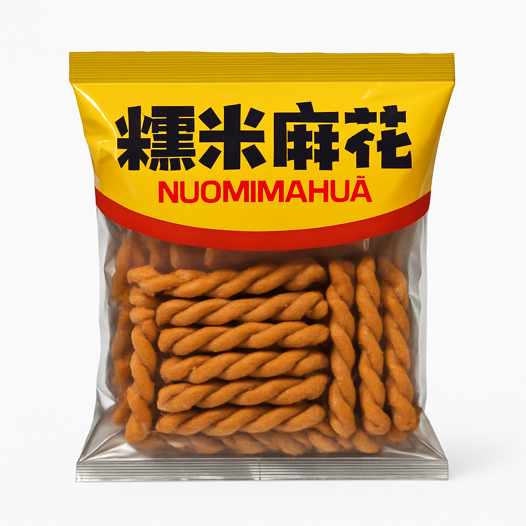 Mei Wei: Bolinho de Arroz Glutinoso Trançado（糯米麻花）- Youyike 120g - Embalagem em Fundo Branco